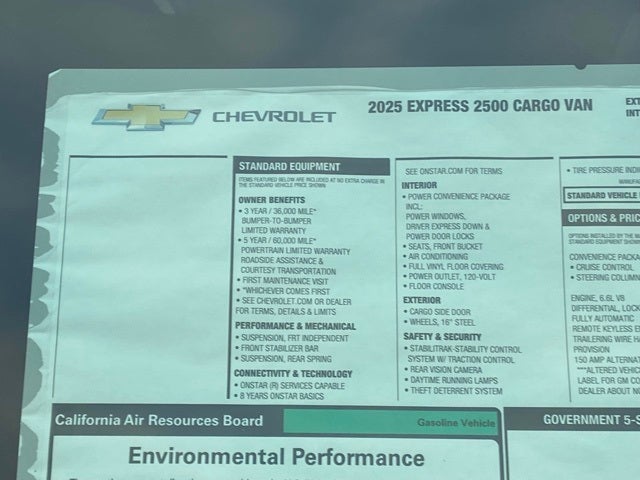 2025 Chevrolet Express 2500 Work Van Cargo