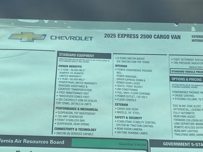 2025 Chevrolet Express 2500 Work Van Cargo