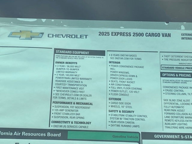 2025 Chevrolet Express 2500 Work Van Cargo