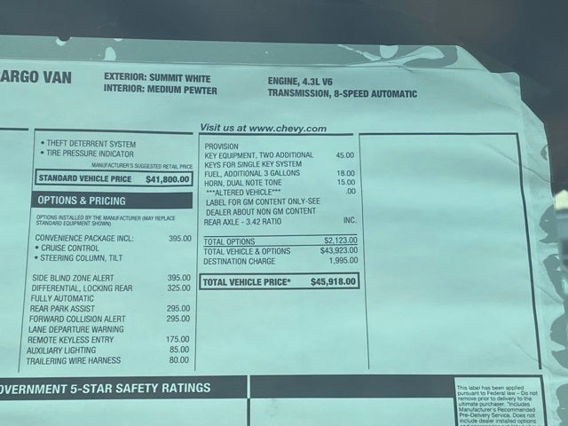 2025 Chevrolet Express 2500 Work Van Cargo